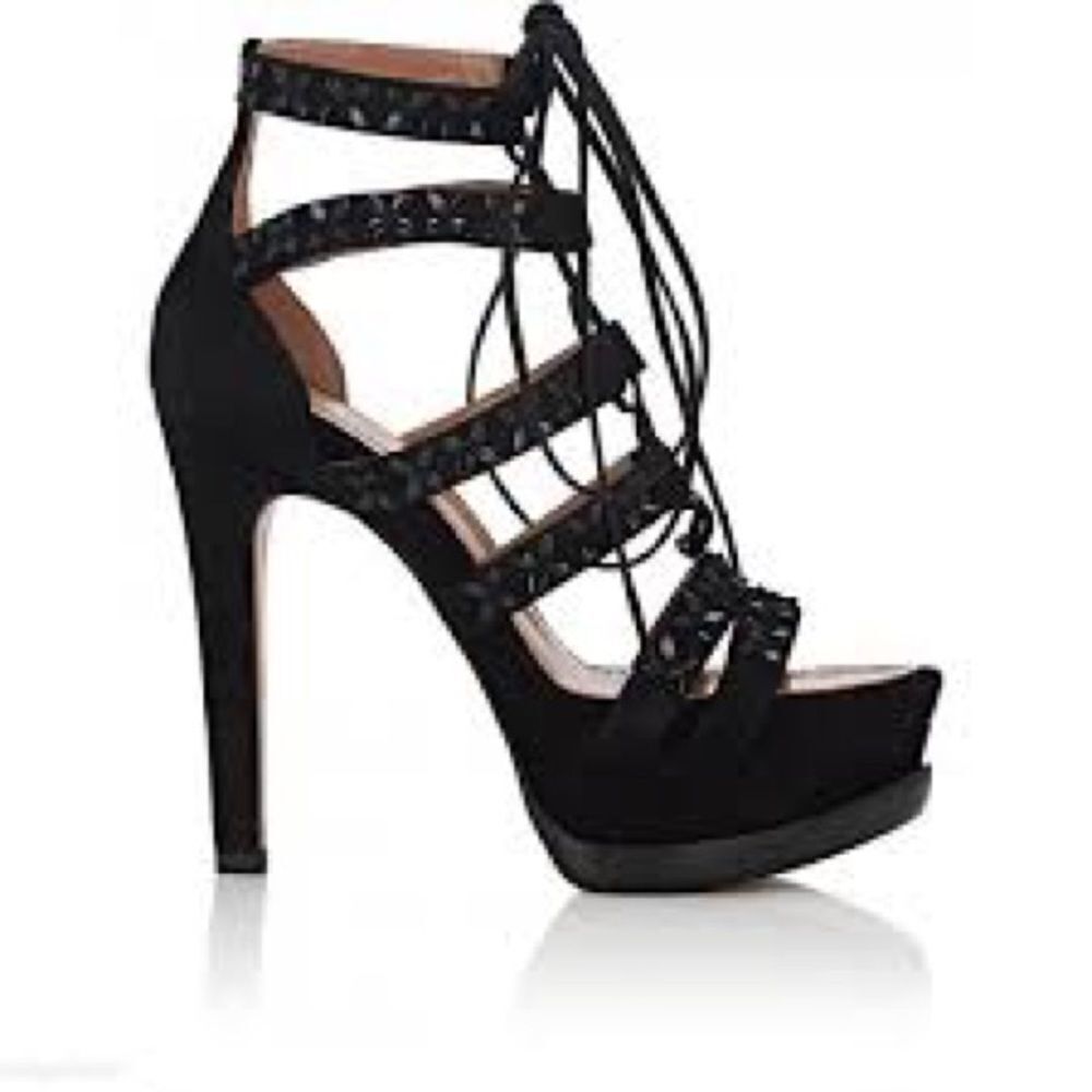 Alaia Beaded Suede Platform Sandals